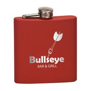 6 Oz. Matte Red Laser Engraved Stainless Steel Flask