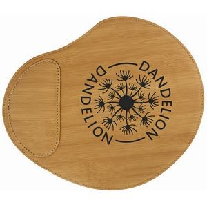 9" x 10 1/4" Bamboo Laser Engraved Leatherette Mouse Pad