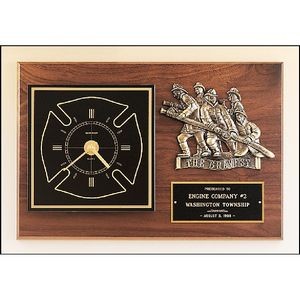 Fireman Award Clock with Antique Bronze Finish Casting (12" x 18")
