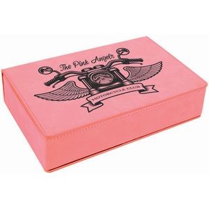 6 Oz. Pink Laser Engraved Leatherette Flask Gift Set