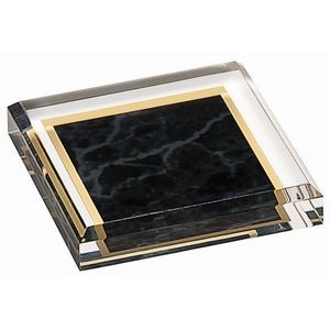 Black Marbleized Acrylic Paperweight (3 3/4