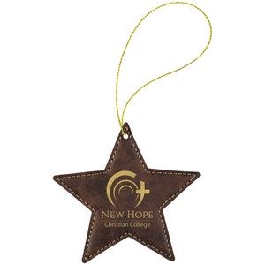 Rustic/Gold Leatherette Star Ornament