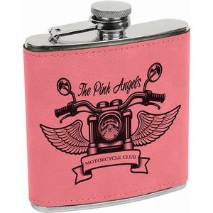 Pink Leatherette Wrapped 6 Oz. Stainless Steel Flask