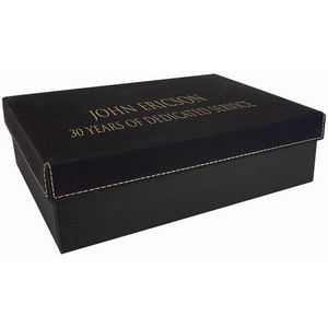 Black/Gold Gift Box with Laser Engraved Leatherette Lid (9 3/4" x 7")