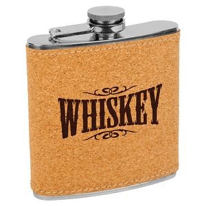 Cork Leatherette Wrapped 6 Oz. Stainless Steel Flask