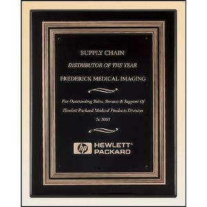 Black Piano Finish Plaque with Gold and Black Embossed Frame (11