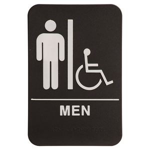 Kota Pro ADA 6" x 9" Black/White Men (w/wheelchair) Accessible Restroom Sign
