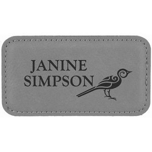 Gray Laser Engraved Leatherette Badge Blank with Magnet (3 1/4" x 1 3/4")