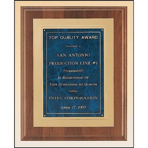 Walnut & Sapphire Plaque with Gold Embossed Frame (12" x 15")