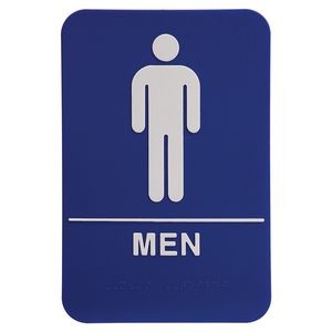 Kota Pro ADA 6" x 9" Blue/White Men Accessible Restroom Sign