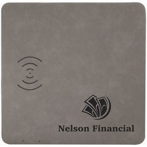 Gray Laser Engraved Leatherette Phone Charging Mat (8" x 8")