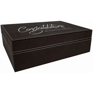 Black/Silver Laser Engraved Leatherette Premium Gift Box (12 1/4" x 8 1/4")