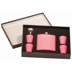 Matte Pink Flask Set with Presentation Box