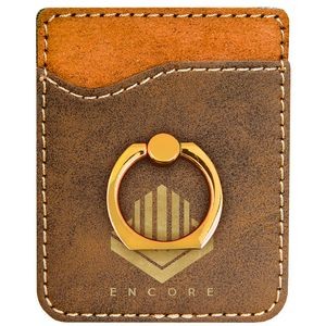 Rustic/Gold Leatherette Phone Wallet w/Ring
