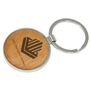 Metal/Wood Round Key Chain