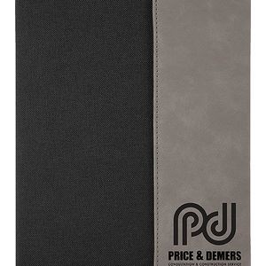 Gray & Black Laser Engraved Leatherette Portfolio (7" x 9")