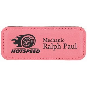 Pink Laser Engraved Leatherette Badge Blank with Magnet (3 1/4" x 1 1/4")
