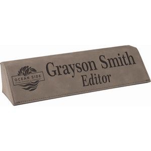 8 1/2" Gray Laser Engraved Leatherette Desk Wedge