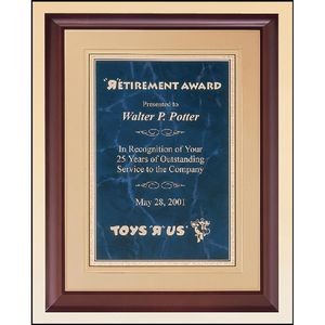 Cherry Finish Wood & Sapphire Plaque with Florentine Plate (11" x 14")