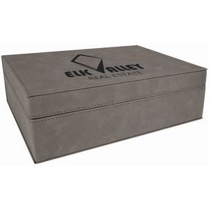 Gray Laser Engraved Leatherette Premium Gift Box (10 1/4" x 7 1/2")