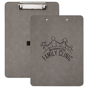 Gray Laser Engraved Leatherette Clipboard