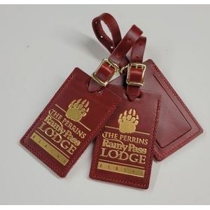Covered Business Sized Leather Luggage Tag