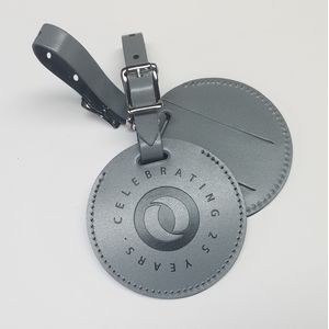 Large Round Covered Security Leather Luggage Tag