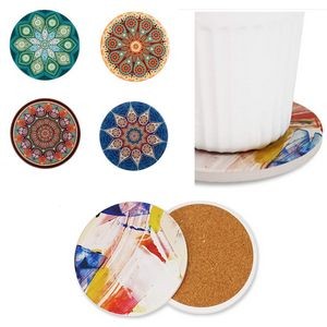 Round Ceramic Coasters With Cork Base