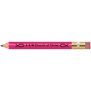 Neon Pink Round Golf Pencils with Erasers
