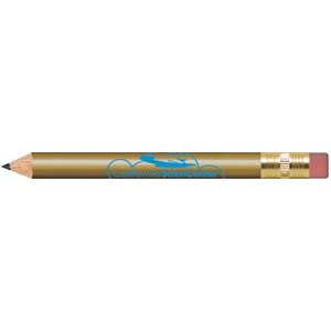 Gold Round Golf Pencils with Erasers
