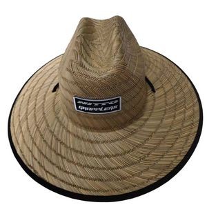 Straw Hat With Embroidered Label