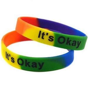 Rainbow Debossed w/ Color Filled Silicone Wristband