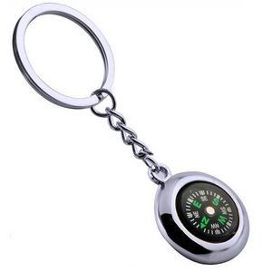 Round Metal Compass Keychain