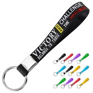 Debossed w/ Color Filled Silicone Wristband Keyring