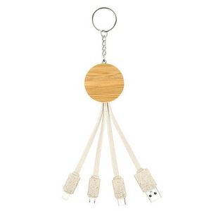 Round Bamboo 3 in 1 USB Charging Cable