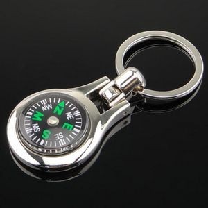 Metal Round Compass Keychain