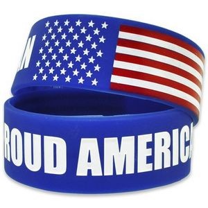 1" America Flag Silicone Wristband