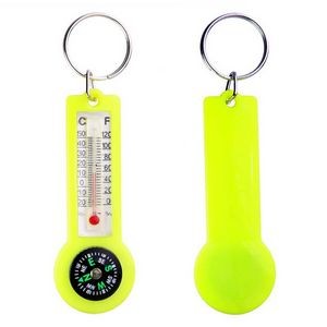 Plastic Compass Thermometer Keychain
