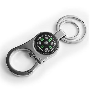 Metal Compass Keychain w/Clip