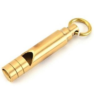 Long Brass Copper Whistle Keychain