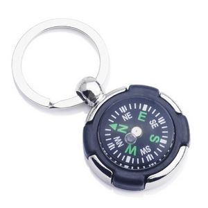 Round Metal Compass Keychain