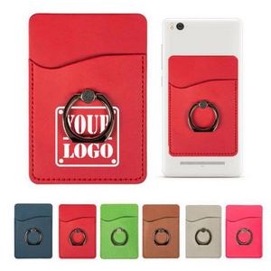 Rfid PU Leather Phone Wallet w/ Ring Stand