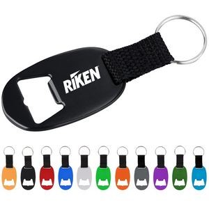 Oval Bottle Opener Keychain w/ Strap