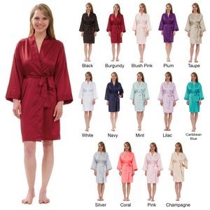 Women's Silky Matte Satin Knee-Length Kimono Robe
