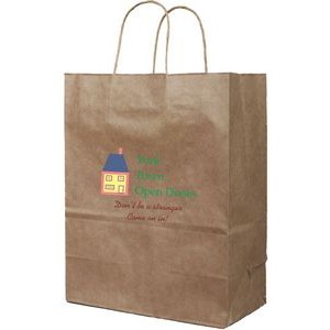 Recycled Natural Kraft Paper Shopping Bag - Digital Print (10" x 5" x 13")