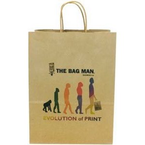 Recycled Natural Kraft Paper Shopping Bag - Digital Print (5.5"X3.5"X8")