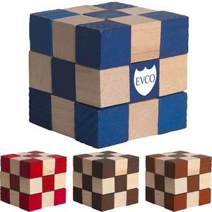 Wood Cube Puzzle with Elastic
