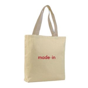 Cotton Canvas Tote with color handles - Overseas - Natural