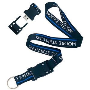 Dye-Sublimated Detachable 3/4" Lanyard with USB Flash Drive and Buckle Release - 2GB