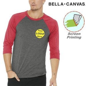 BELLA+CANVAS Unisex 3/4-Sleeve Baseball Tee w/ Screen Print